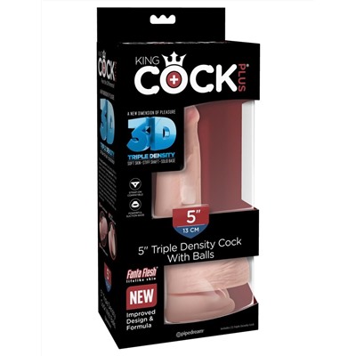 Телесный фаллоимитатор на присоске 5  Triple Density Cock with Balls - 17,78 см.