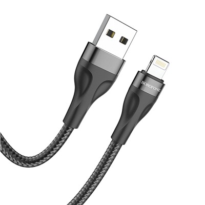 Кабель USB - Apple lightning Borofone BX61 (повр. уп)  100см 2,4A  (black)