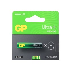 Батарейка алкалиновая GP Ultra Plus Alkaline, AAA, LR03-8BL, 1.5В, блистер, 8 шт