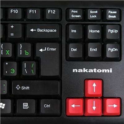 Клавиатура Nakatomi Navigator KN-02U мембранная USB (повр.уп.) (black/red)