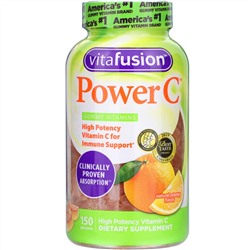 VitaFusion, Power C, витамин C с высокой эффективностью действия, натуральный апельсиновый вкус, 150 жевательных таблеток