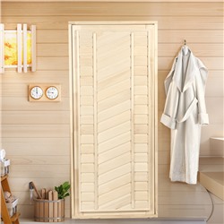 Дверь для бани и сауны, размер коробки 180х80 см, универсальная, липа