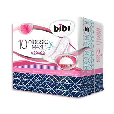 Прокладки "BIBI" Classic Maxi Soft 10 шт. 6 капель, короб 24 уп.