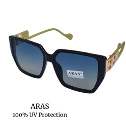 Очки солнцезащитные женские ARAS, черные с зелеными дужками, 8890 С3, арт. 129.059