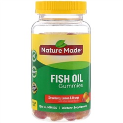 Nature Made, Жевательные таблетки с рыбьим жиром, клубника, лимон и апельсин, 150 шт.