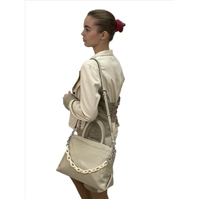 Женская сумка из натуральной кожи, цвет светло бежевый