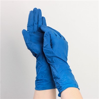 Перчатки латексные «High Risk», смотровые, нестерильные, размер M, 50 шт/уп (25 пар), цвет синий