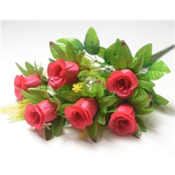 Искусственные цветы, Ветка в букете бутон роз с колосками 10 веток (1010237)