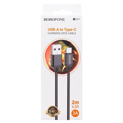 Кабель USB - Type-C Borofone BX87 Sharp  200см 3A  (black)