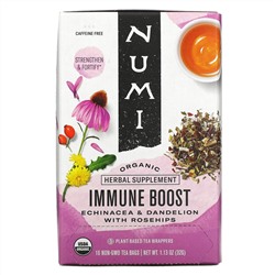 Numi Tea, Organic, Immune Boost, Caffeine Free, 16 Non-GMO Tea Bags, 1.13 oz (32 g)