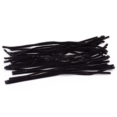 Проволока пушистая Шенил для творчества 0,6x30 см, 30 шт, цвет черный, в пластиковом пакете с блистерным подвесом