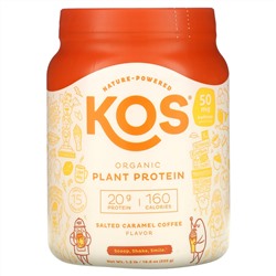 KOS, Organic Plant Protein, Salted Caramel Coffee, 1.2 lb (555 g)