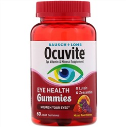 Bausch & Lomb, Ocuvite, жевательные таблетки для здоровья глаз, с фруктовым вкусом, 60 жевательных таблеток для взрослых