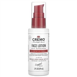 Cremo, Face Lotion with Sunscreen, Preventative Formula, SPF 20, 2 fl oz (59 ml)