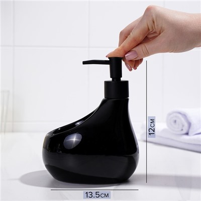 Дозатор для мыла с подставкой для губки Drop, 450 мл, цвет чёрный