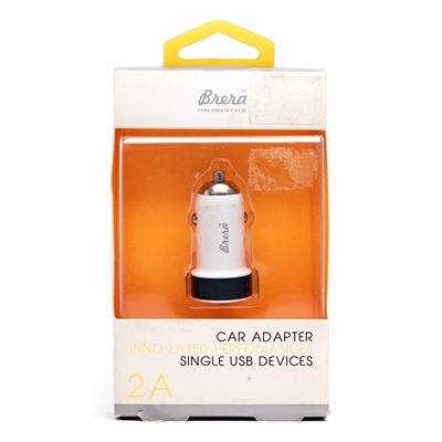 Адаптер Автомобильный Brera CAU1-2A 1USB/5V/2A (повр. уп.) (white/black)