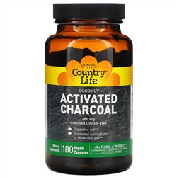 Country Life, Activated Charcoal, 260 mg, 180 Vegan Capsules