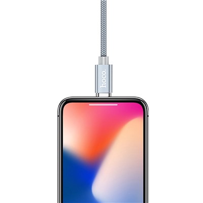 Кабель USB - Apple lightning Hoco U40A магнитный (повр. уп.)  100см 2A  (metal grey)