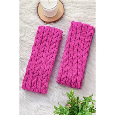 Rose Red Cable Knit Warm Thigh High Stockings