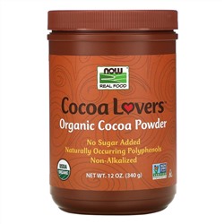Now Foods, Real Food, Cocoa Lovers, органический какао-порошок, 340 г (12 унций)