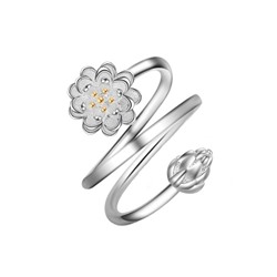 Безразмерное кольцо "Цветок", Crystal Shik