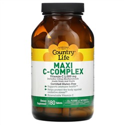 Country Life, Maxi C-Complex, 1000 мг, 180 таблеток