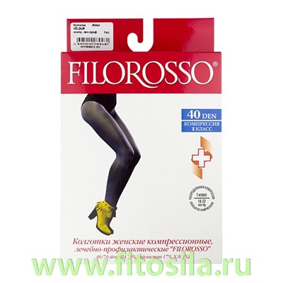 Колготки Velour "Filorosso", 1 класс, 40 den, размер 3, кофе, компрессионные лечебно-профилактические 9481