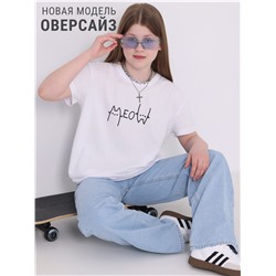 футболка 1ДДФК4512001; белый / Коты мяукают