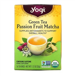 Yogi Tea, зеленый чай, матча с маракуйей, 16 чайных пакетиков, 32 г (1,12 унции)