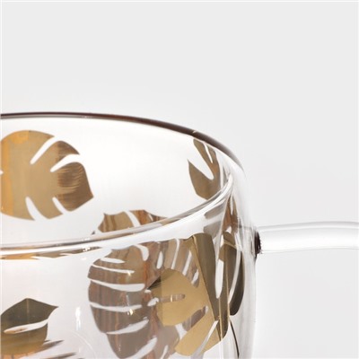 Кружка стеклянная с двойными стенками Magistro «Дуо. Тропики», 160 мл, 12,5×9×7,5 см