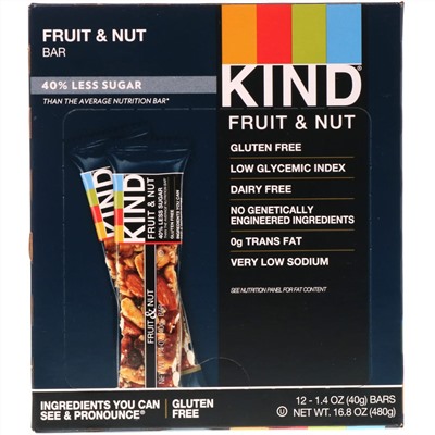 KIND Bars, Fruit & Nut Bar, 12 Bars, 1.4 oz (40 g) Each