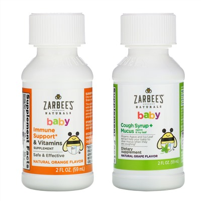 Zarbee's, Baby, Immune Support & Cough Syrup Value Pack, 2 fl oz (59 ml) Each