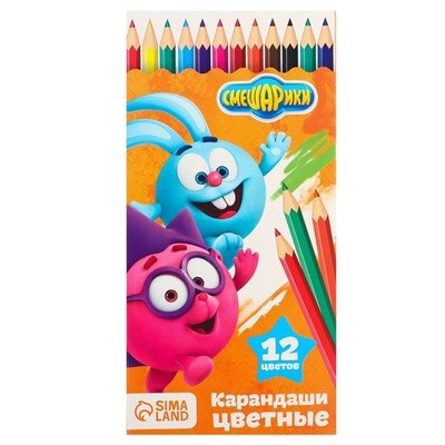 Цветные карандаши, 12 цветов, трехгранные, Смешарики