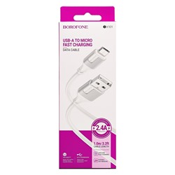 Кабель USB - micro USB Borofone BX101 Creator  100см 2,4A  (white)