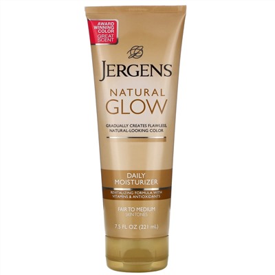 Jergens, Увлажняющее средство Natural Glow для ежедневного ухода, оттенок Fair to Medium (221 мл)