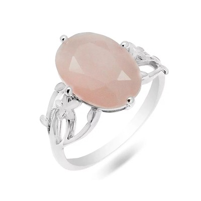 Кольцо из серебра розовый кварц, МЦВ61
