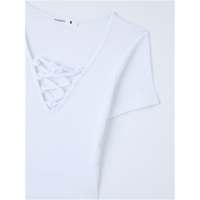 Укороченная футболка с завязками Чисто-белый