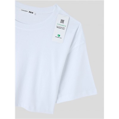 Однотонная укороченная футболка Чисто-белый