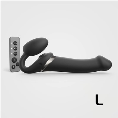 Черный безремневой страпон Multi Orgasm Size L с клиторальной стимуляцией