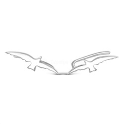 Серьги каффы из серебра родированные птица чайка ласточка купить 925 пробы 2-193р