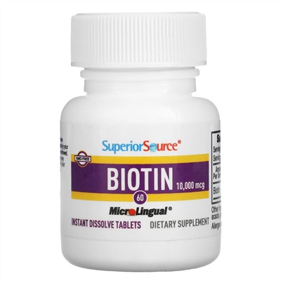 Superior Source, Biotin, 10,000 mcg, 60 Instant Dissolve Tablets