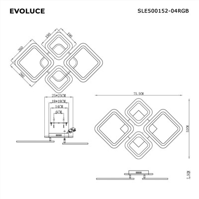 SLE500152-04RGB Светильник потолочный Белый/Белый LED 1*88W RGB 8W 3000-6000K