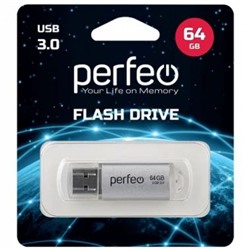 USB 3.0-флеш-накопитель PERFEO 64GB C14 Silver metal series Perfeo