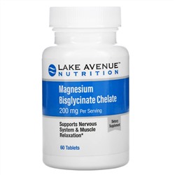 Lake Avenue Nutrition, Albion Minerals, бисглицинат магния, 100 мг, 60 таблеток