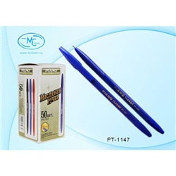 Ручка шариковая масляная PT-1147/син/ "PIANO" синяя 1.0мм синий корпус Piano