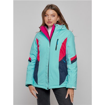 Горнолыжная куртка женская зимняя бирюзового цвета 2201-1Br