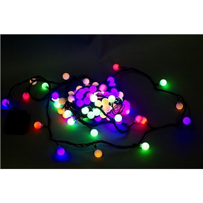 A-002A LED MIX гирлянда светодиодная 10м 100LED с контроллером c насадками "шарик", зеленый провод