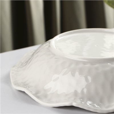 Тарелка десертная керамическая «Воздушность», 500 мл, d=23 см, цвет белый