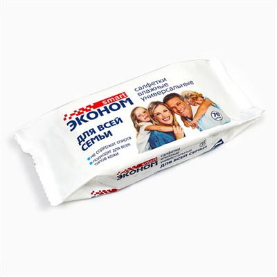 Влажные салфетки Эконом Smart для всей семьи, 6 упаковок по 70 шт