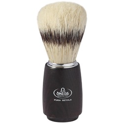 Помазок для бритья Omega 11712 Pure bristle shaving brush. Натуральная щетина, имитация барсука. (ручка Деревянная Темно-коричневая) (Италия)